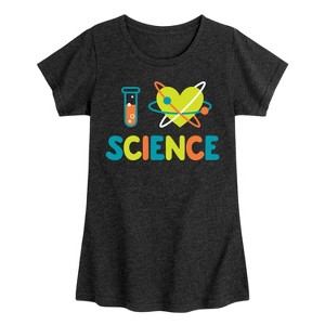 Girls' - Instant Message - I Love Science Fitted Short Sleeve Graphic T-Shirt - 1 of 4