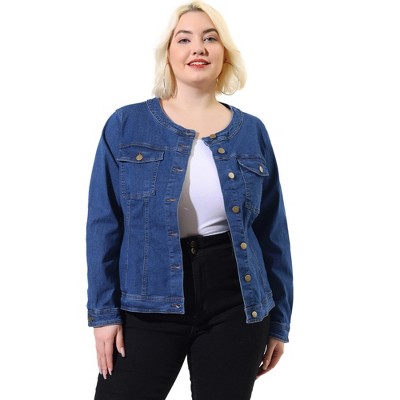 Womens jean store jacket no collar