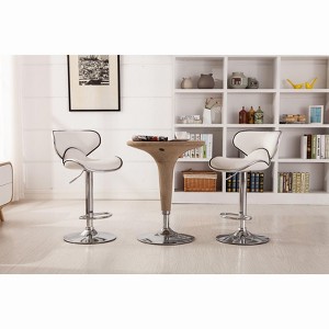 PAGED Luxurious Modern Bar Stools Adjustable Swivel Bar Chairs with Chrome Base for Kitchen Island, Pub, Set of 2 - 1 of 4