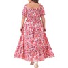 Agnes Orinda Women's Plus Size Floral Short Sleeve Shirred Square Neck Maxi Empire Waist Dresses - 4 of 4