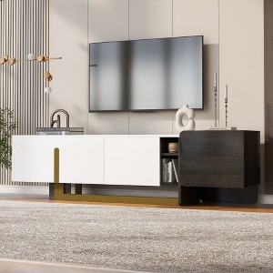 CAVINAS TV Stand for 70" TVs, 66.7" Entertainment Center with 1 Drawer & 2 Cabinets,TV Console with Gold Metal Legs for Living Room,Bedroom,Home - 1 of 4