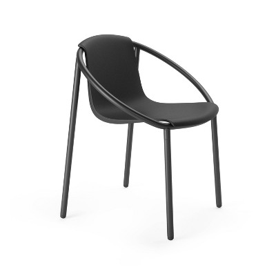 ErgoStack Black Metal and Wood Composite Outdoor Lounge Chair