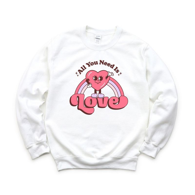 Simply Sage Market Women's Graphic Sweatshirt All You Need Is Love Heart Rainbow, 1 of 5