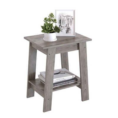 End Table, Minimalist Wooden Side Table, Night Stand with 2-Tier Storage Shelf
