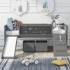 NicBex Twin Size Bunk Bed Loft Bed Pine Frame Bed Frame with 2 Storage Boxes, 3 Blackboard, Guardrails, Slide and Climbing Frame - 2 of 4