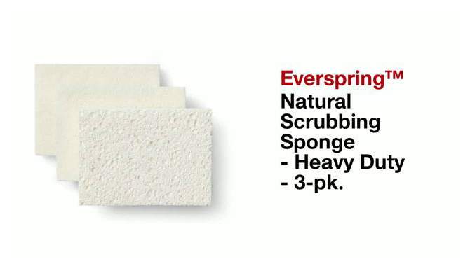 Natural Heavy Duty Scrubber Sponges - 3ct - Everspring&#8482;, 2 of 7, play video