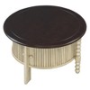 Anybear Vintage Round Coffee Table, Slatted Design Coffee Table for Small Space - 4 of 4