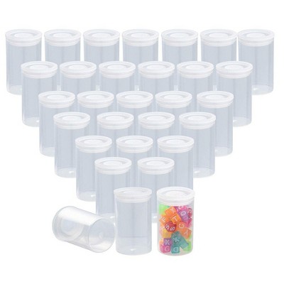 Juvale 30 Pack Film Canisters with Caps, 35mm Empty Clear Plastic Storage Containers for Beads, Jewelry and Small Accessories