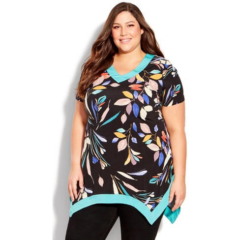 Avenue Studio | Women's Plus Size Colette Print Tunic - Black - 30w : Target