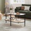 37.4" Oval 2-Tier Rattan Coffee Table with Tempered Glass Top and Metal Leg for Living Room Office Home - 2 of 4
