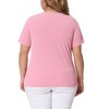 Agnes Orinda Women's Plus Size Ribbed Knit Cut-Out Twist Knot V Neckline Short Sleeve T-Shirt - 4 of 4