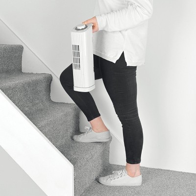 White Ultra-Slim Oscillating Floor Tower Fan with Three Speeds