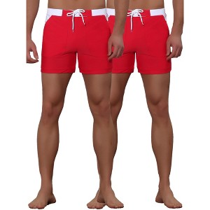 Lars Amadeus Men's Summer Holiday Contrast Color Drawstring Waist Beach Board Shorts 2 Pack - 1 of 4