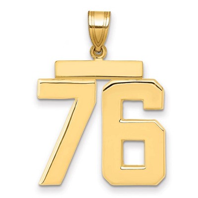 Black Bow Jewelry 14k Yellow Gold, Athletic Collection, Large Polished Number 76 Pendant