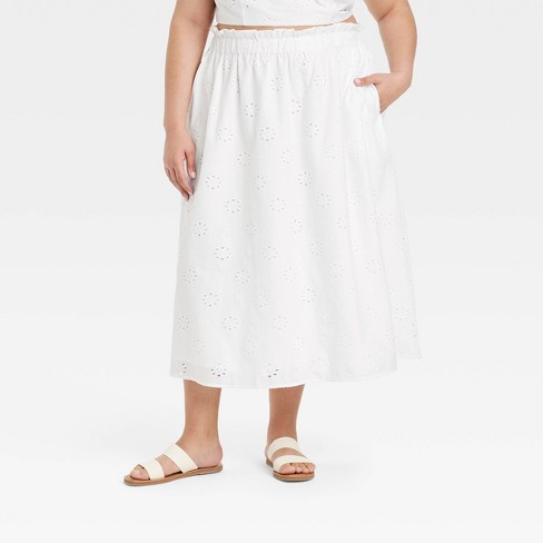 Women's Eyelet Maxi Skirt - Universal Thread™ White 1x : Target