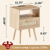 Nightstands Set Multifunctional Rattan Decor Drawer & Open Shelf, USB Charging 15.75 Rattan Furniture,Bed Side Tables - 3 of 4