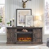 TV Stand with Fireplace for 75 80 Inch TV, 32" Tall Farmhouse Highboy Entertainment Center with Sliding Barn Doors for Living Room - 2 of 4