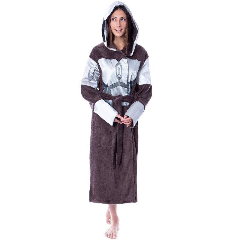 Star Wars Adult The Mandalorian Costume Fleece Robe Bathrobe For Men Women Brown, 5 of 6