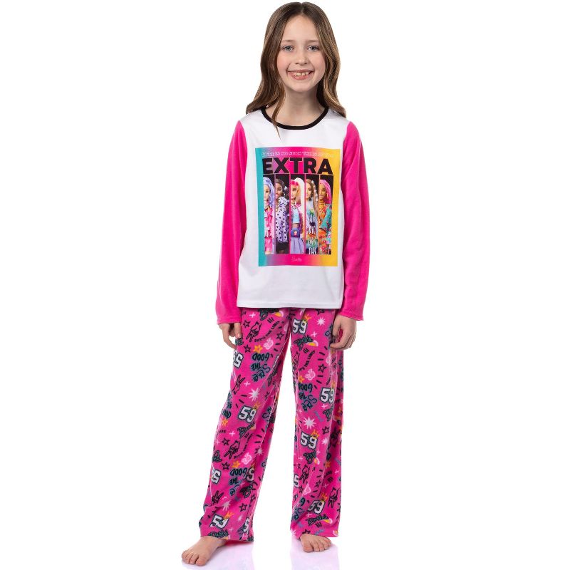 Barbie Girls No Such Thing As Too Extra Fleece 2 Piece Pajama Set, 2 of 7