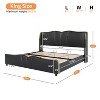 CAVINAS Queen Bed Frame with Solid Wood Slats,Leather Bed Frame with Wingback Headboard,Sturdy Platform Bed with Wavy Footboard - 3 of 4