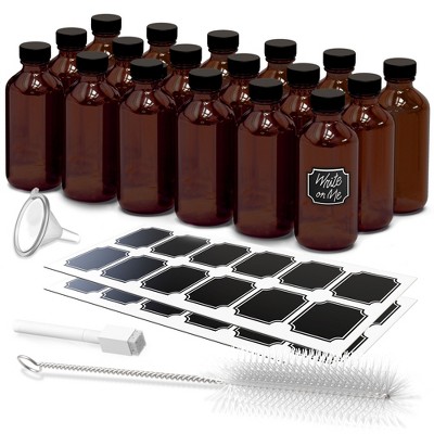 Nevlers 8 Oz Leakproof Boston Round Amber Glass Bottles
