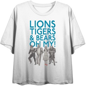 Wizard Of Oz Lions Tigers & Bears Oh My
 Women's Crew Neck Short Sleeve Crop Tee - 1 of 2