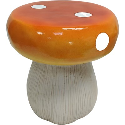 Vynxaria 13.8" Mushroom Model Resin Stool, Oversized Forest Base Statue, Indoor Outdoor Courtyard Lawn Multi-Purpose Decor