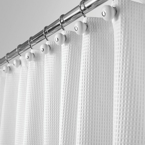 Mdesign Long Waffle Weave Fabric Shower Curtain 84 Long White