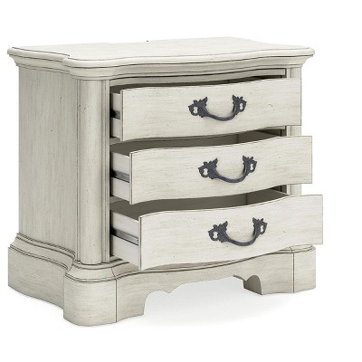 Antique White Traditional 3-Drawer Nightstand with Power Outlet