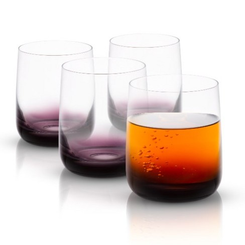 JoyJolt Hue Colored Double Old Fashion Whiskey Glass Tumbler - 10 oz - Set of 6