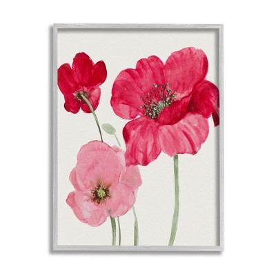 Stupell Industries Romantic Red Poppies Trio Framed Giclee