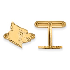 Black Bow Jewelry 14k Yellow Gold Plated Sterling Silver Louisville Cardinals NCAA Cuff Links - 1 of 3