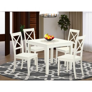 HomeStock Belmont Square Kitchen Table And Wood Kitchen Dining Chairs, Linen White - 1 of 3