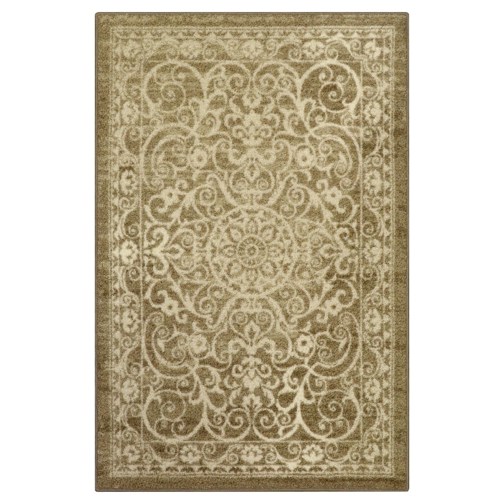 5'x7' Scroll Tufted Area Rug Khaki - Maples