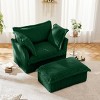 Slipcovered Armchairs, Armchair Sets with Large Soft Pillows and Ottoman, Corduroy Fabric Accent Chair Set for Living Room-Cuddlewood - 2 of 4