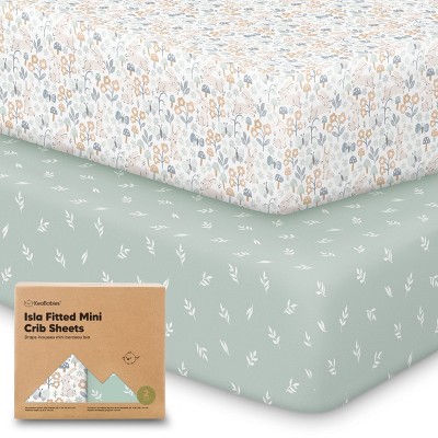 KeaBabies 2-Pack Isla Mini Crib Sheets, Pack and Play Sheets Fitted, Pack N Play Sheets, Fitted Crib Sheet
