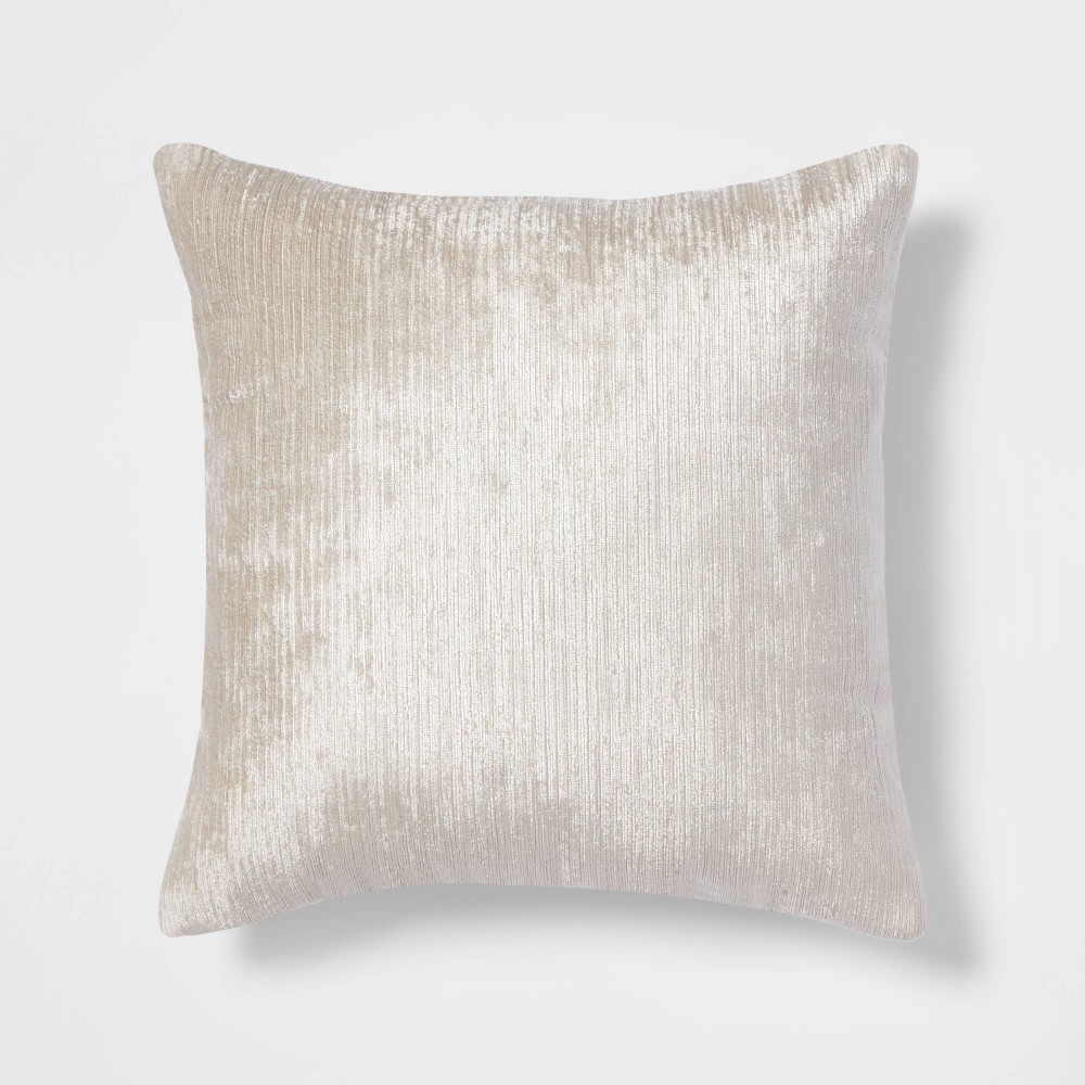 Photos - Pillow Velvet Rib Textured Square Throw  Neutral - Threshold™