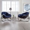 Modern Living Room Rattan Patio Rocking Chair,Metal Frame Velvet Upholstered Recliner Chair,Oversized Egg Chair For Outdoor Bedroom-Coolbibila - 3 of 4