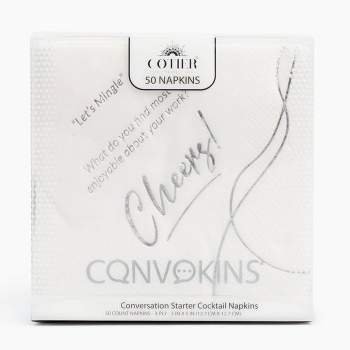 50ct Cotier Brand Convokins Wedding Conversation Starter Cocktail Napkins - Silver Foil Print