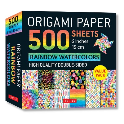 Origami Paper 500 Sheets Rainbow Watercolors 6 (15 CM) - by  Tuttle Studio (Loose-Leaf)