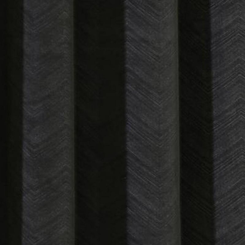 Thermalogic Minuit Luxury Solid Velvet Fabric Chevron Design Room Darkening Grommet Curtain Panel Black, 3 of 5