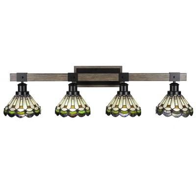 Toltec Lighting Tacoma 4 - Light Vanity in  Black/Painted Wood with 7" Cyprus Art Glass Shade