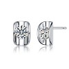 Guili Sterling Silver Geometric Stud Earrings with Cubic Zirconia – A Sleek and Modern Design That Blends Minimalist Elegance with Timeless Sparkle - 3 of 3