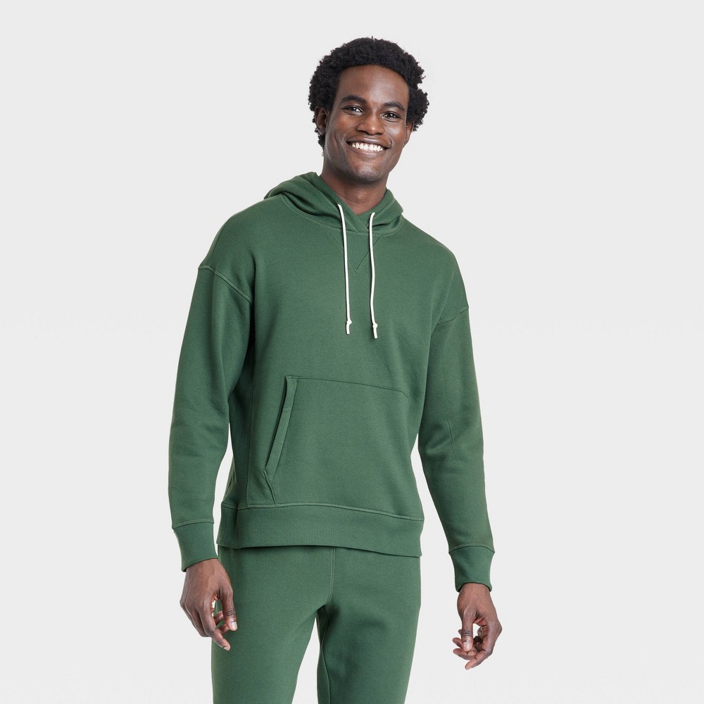 case pack of  12, Men's Cotton Fleece Hooded Sweatshirt - All in Motion Green XXL