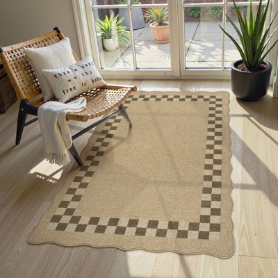 Lahome Diamond Double Frame Diagonal Faux Jute Rectangular Indoor Outdoor Area Rug