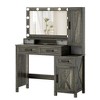Fredees Makeup Vanity Desk: Mirror, Light, Farmhouse Style, 2 Drawers, Charging Station, 3 Color Lighting Modes, for Girls - 3 of 4