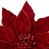 Northlight 20" Red Glittered Velvet Poinsettia Christmas Stem Spray - 4 of 4