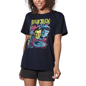 Women's Star Trek Classic Crew Illustrated Loose T-Shirt Navy - 1 of 4