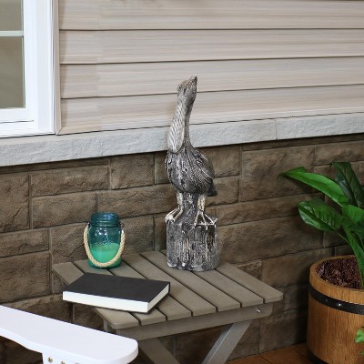 Gray Polystone Nautical Pelican Garden Statue 22-Inch