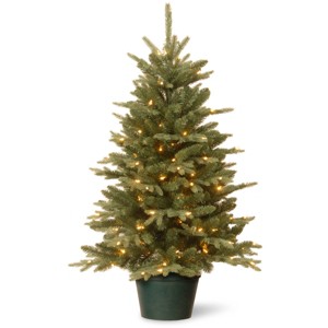 3' Prelit Evergreen Artificial Christmas Tree in Green Pot Clear Lights - National Christmas Tree Company - 1 of 4